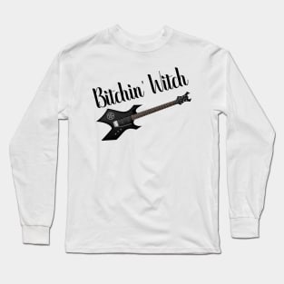 Witch Witchy Electric Guitar Pentacle Design Pagan Gift Long Sleeve T-Shirt